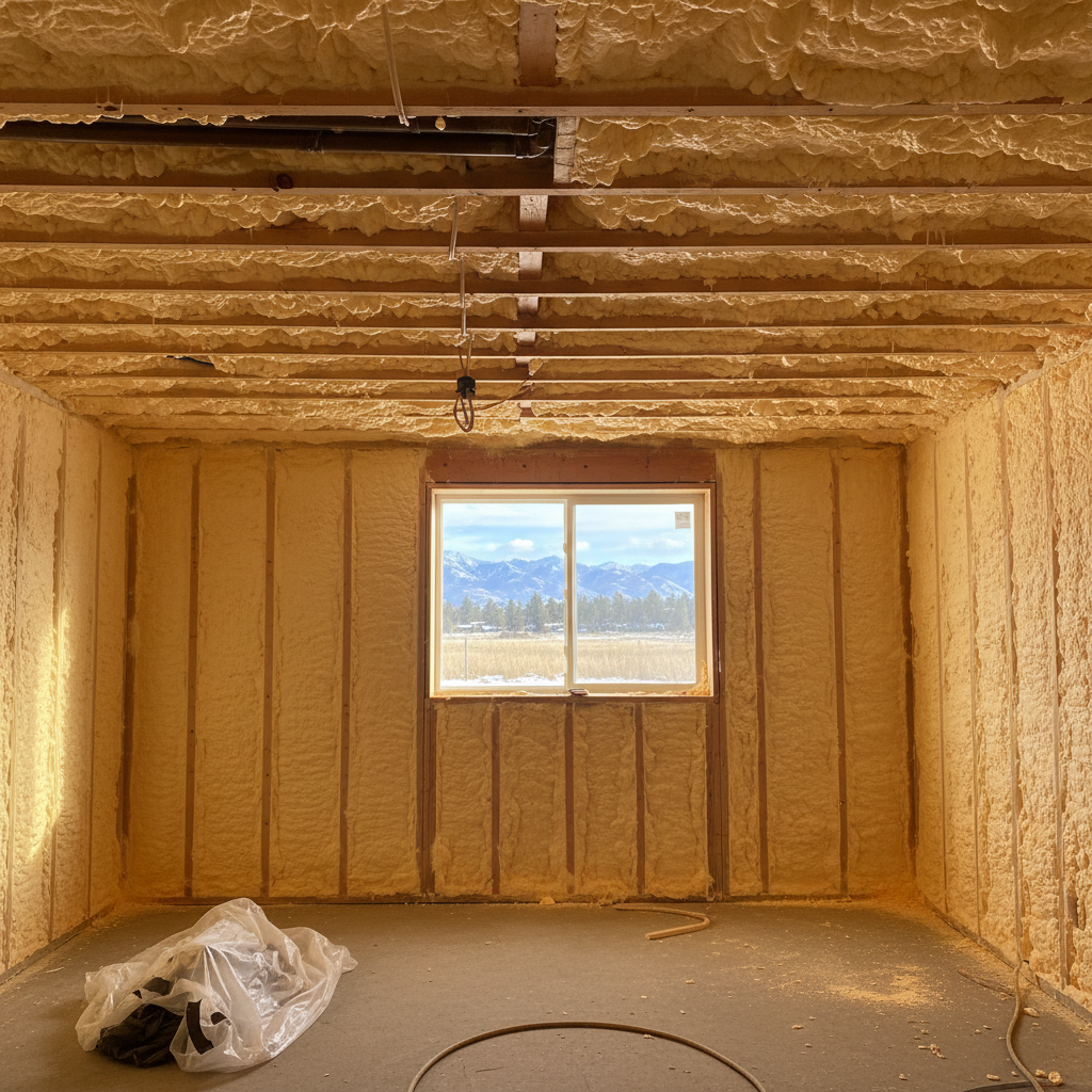 Completed closed cell spray foam work at a residential property in Bozeman, MT