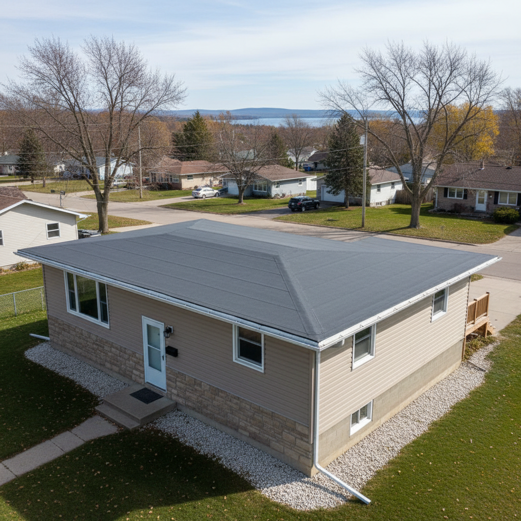 Completed flat roofing work at a residential property in Superior, WI