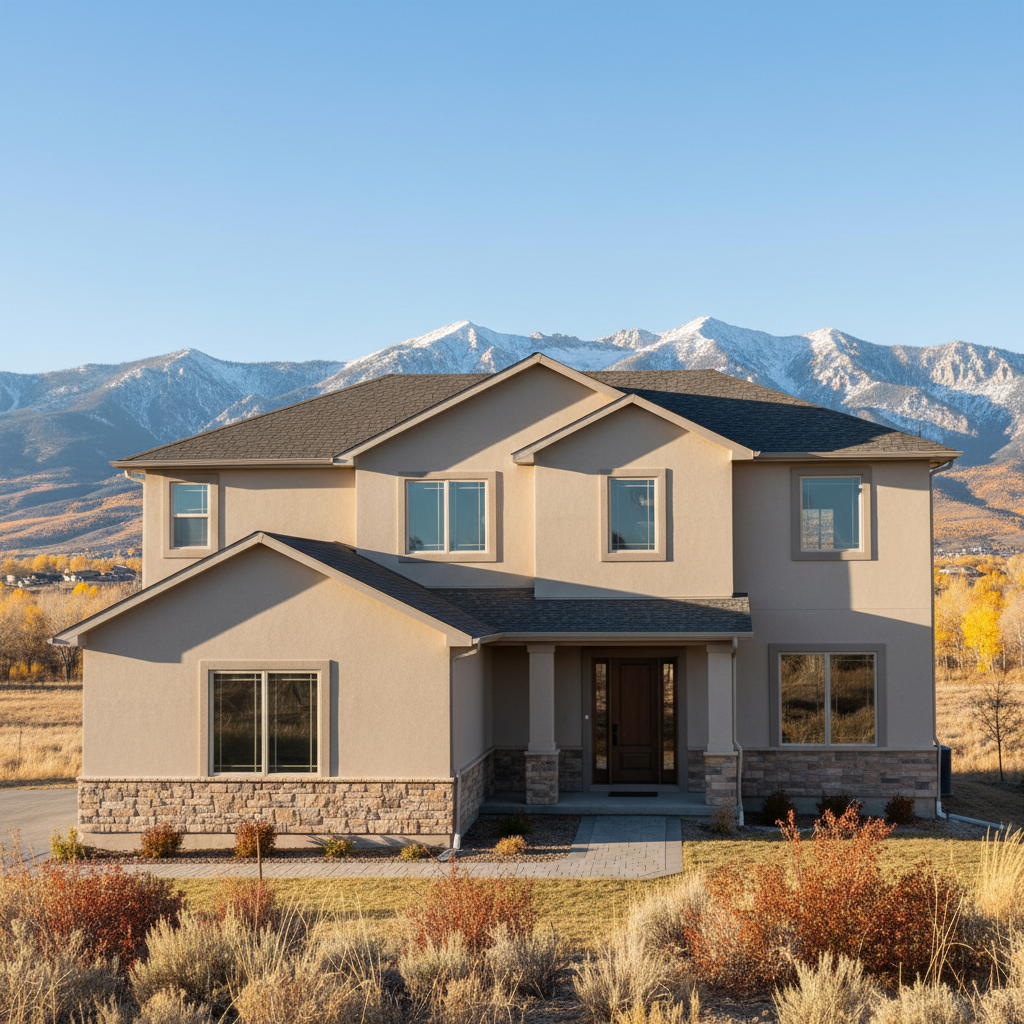 Completed stucco installation work at a residential property in Provo, UT