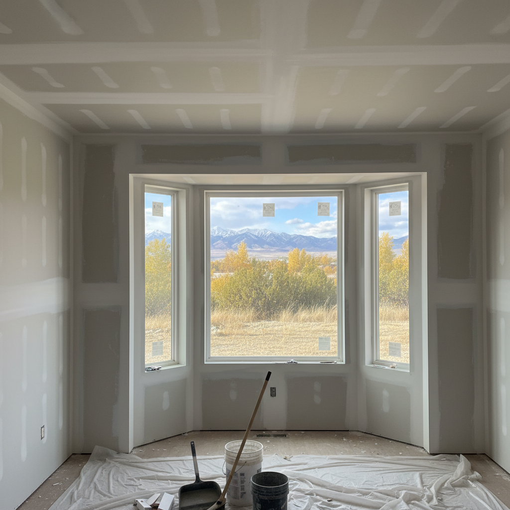 Completed drywall installation work at a residential property in Orem, UT