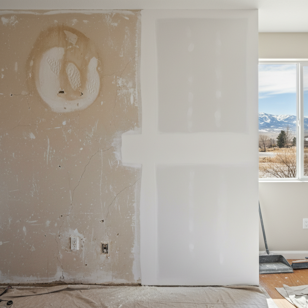 Completed drywall repair work at a residential property in Sandy, UT