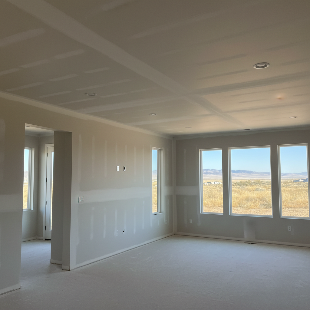 Completed sheetrock installation work at a residential property in South Jordan, UT