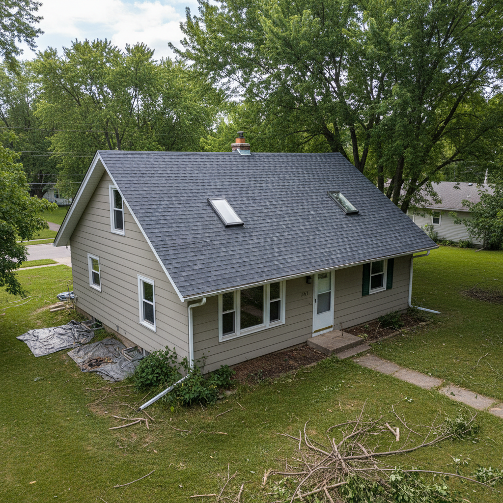 Completed storm damage repair work at a residential property in Superior, WI