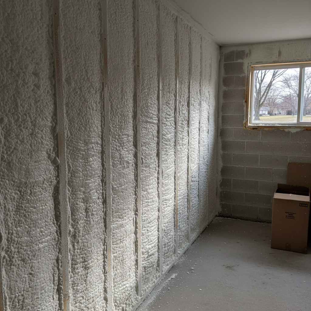 Completed garage insulation work at a residential property in Arlington Heights, IL
