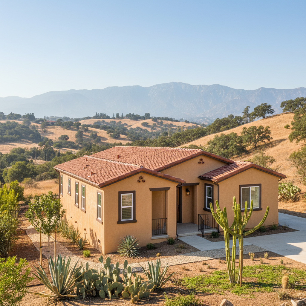 Completed stucco painting work at a residential property in San Dimas, CA