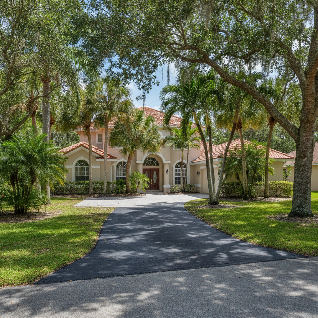 Completed asphalt repair work at a residential property in Bradenton, FL