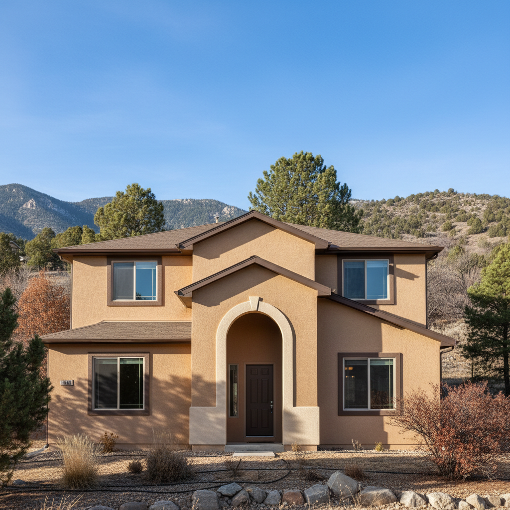 Completed stucco painting work at a residential property in Sandy, UT