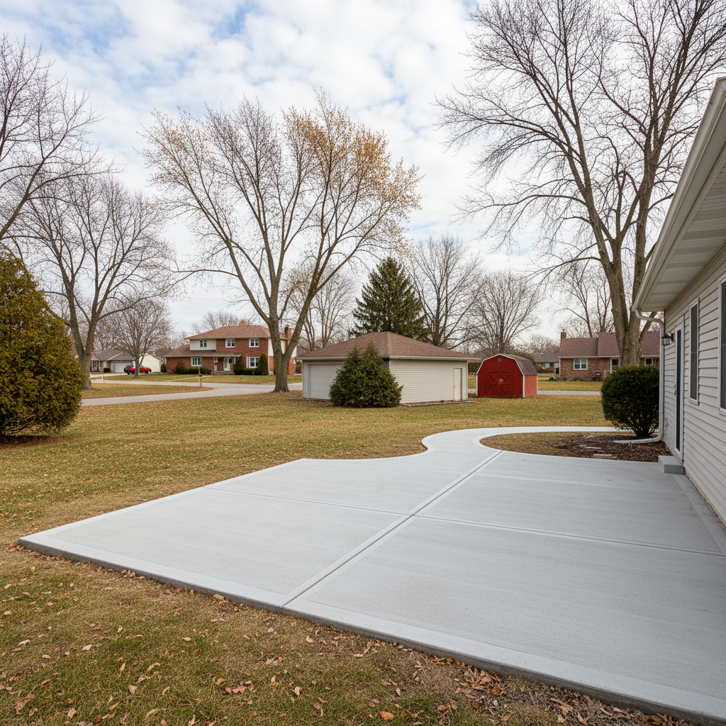 Completed concrete installation work at a residential property in Aurora, IL