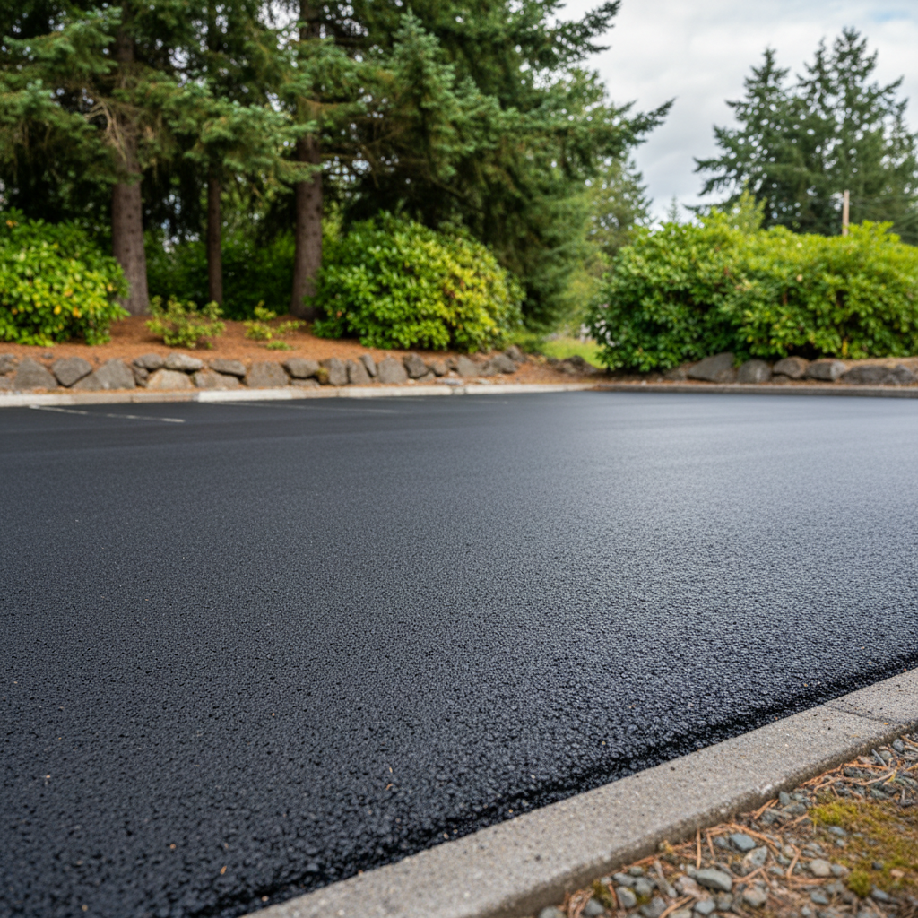 Completed parking lot paving work at a residential property in Vancouver, WA