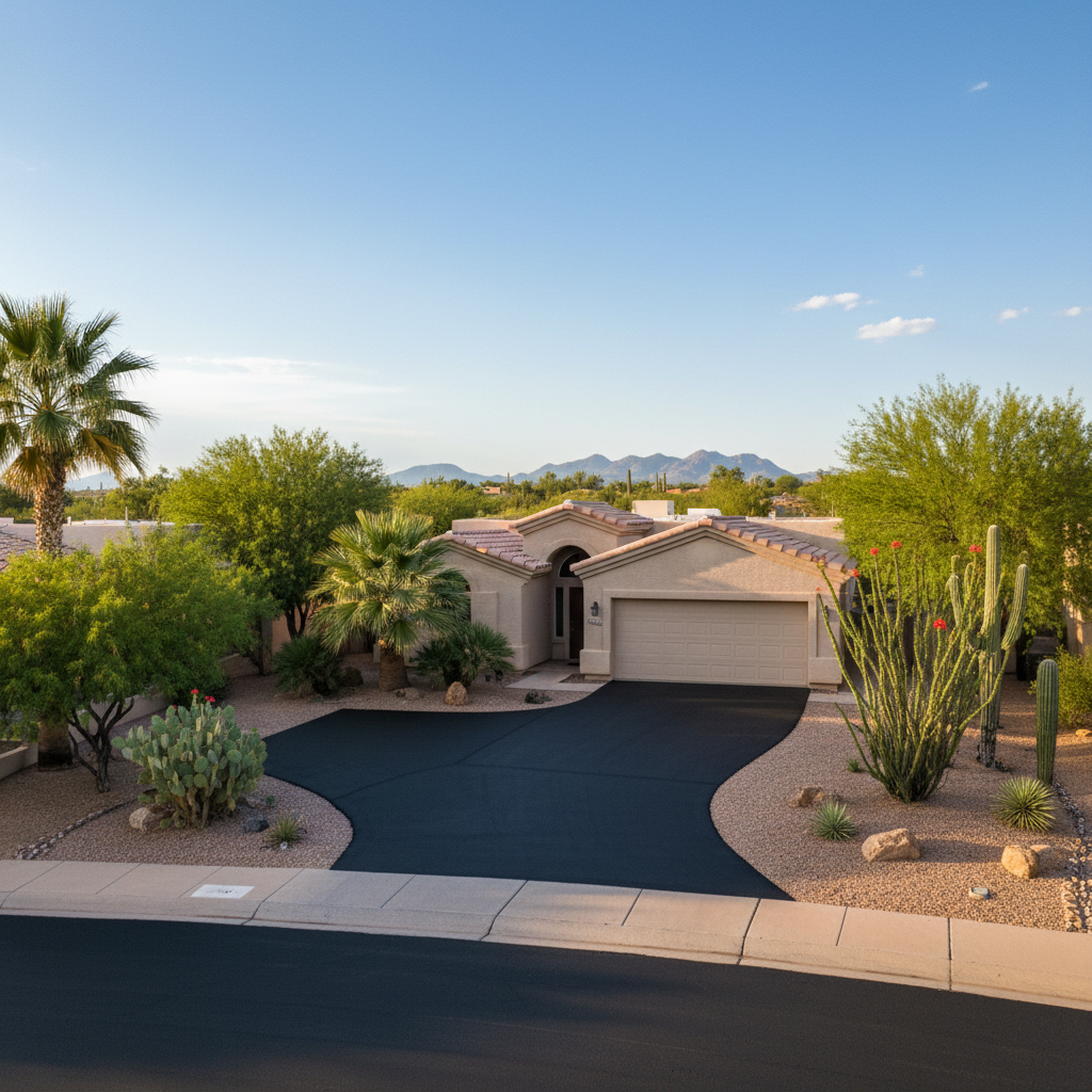 Completed slurry coating work at a residential property in Tucson , AZ
