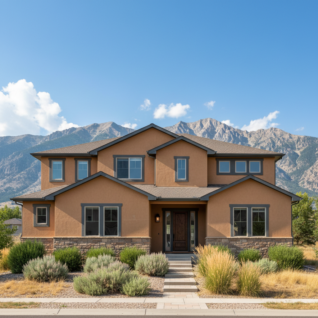 Completed stucco painting work at a residential property in Draper, UT