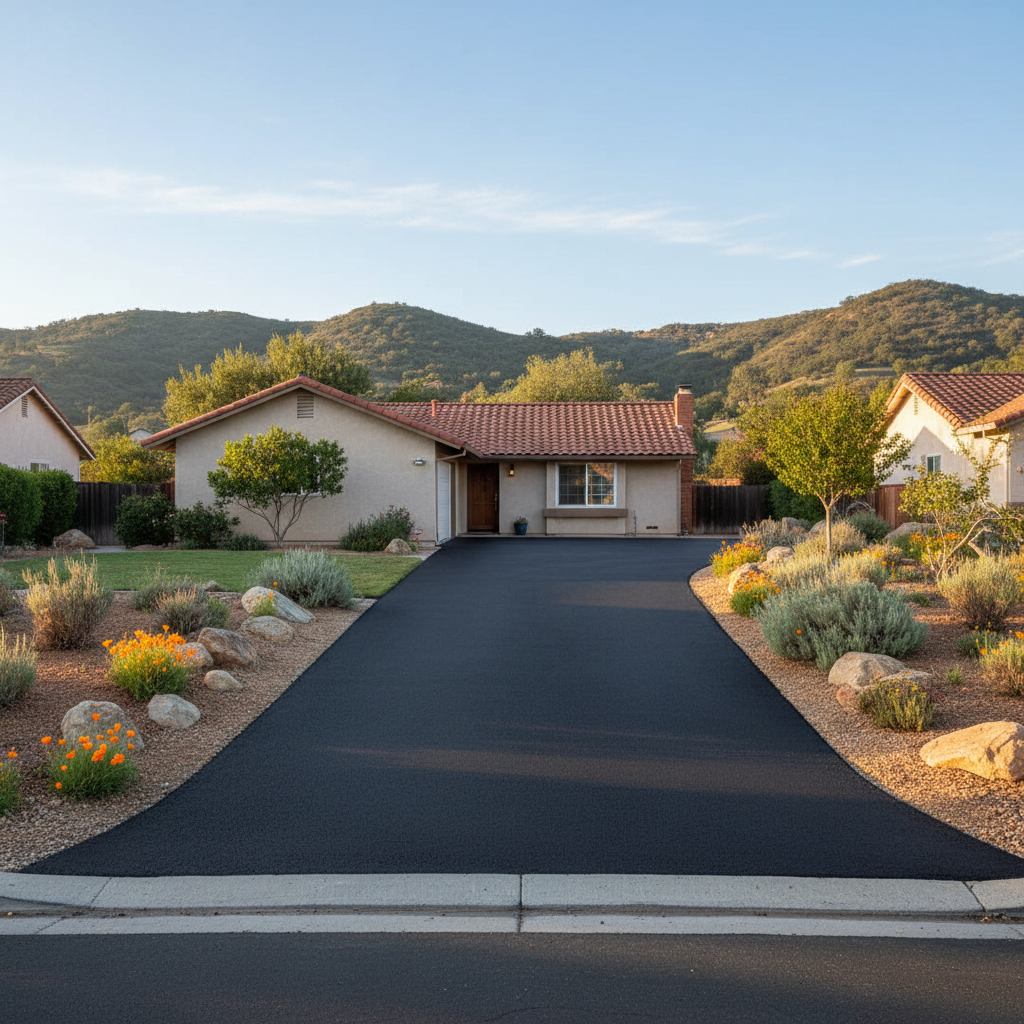 Completed asphalt paving work at a residential property in Trabuco Canyon, CA