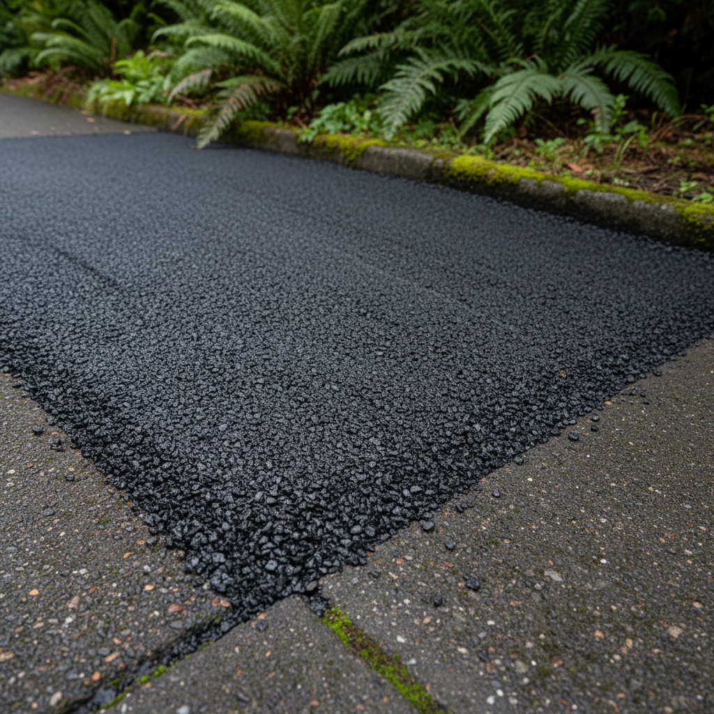 Completed asphalt patching work at a residential property in Tukwila, WA