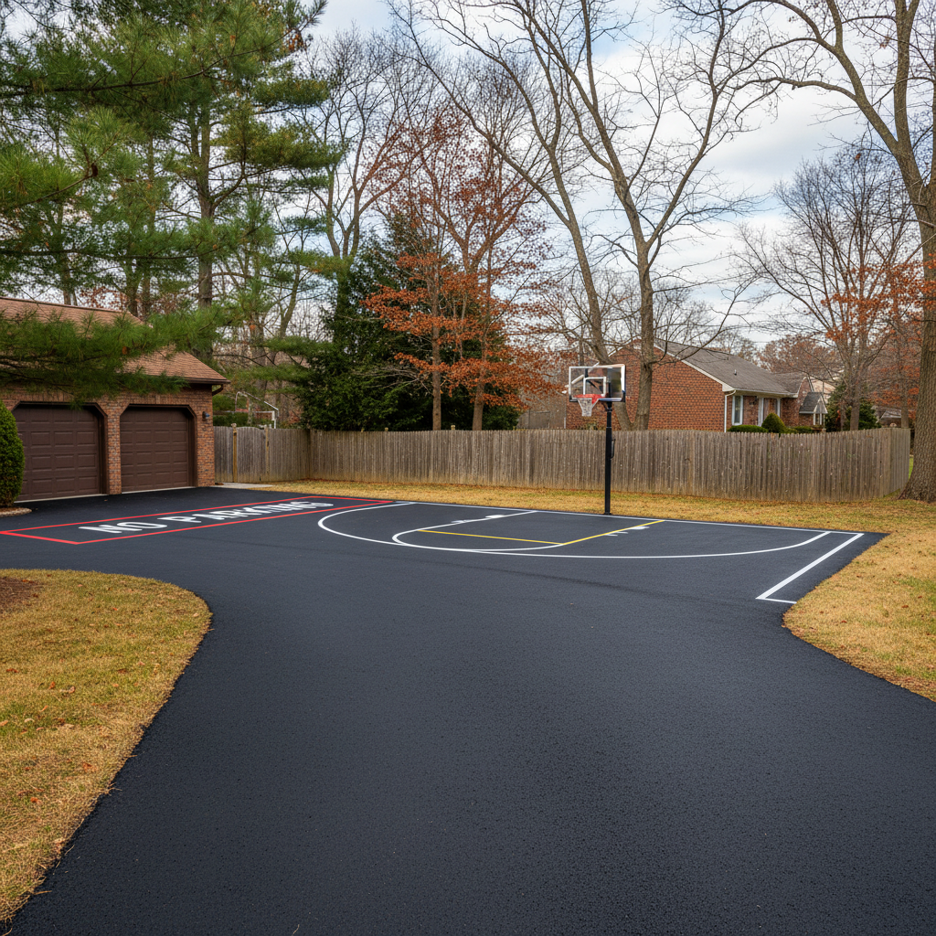 Completed asphalt striping work at a residential property in Toms River, NJ