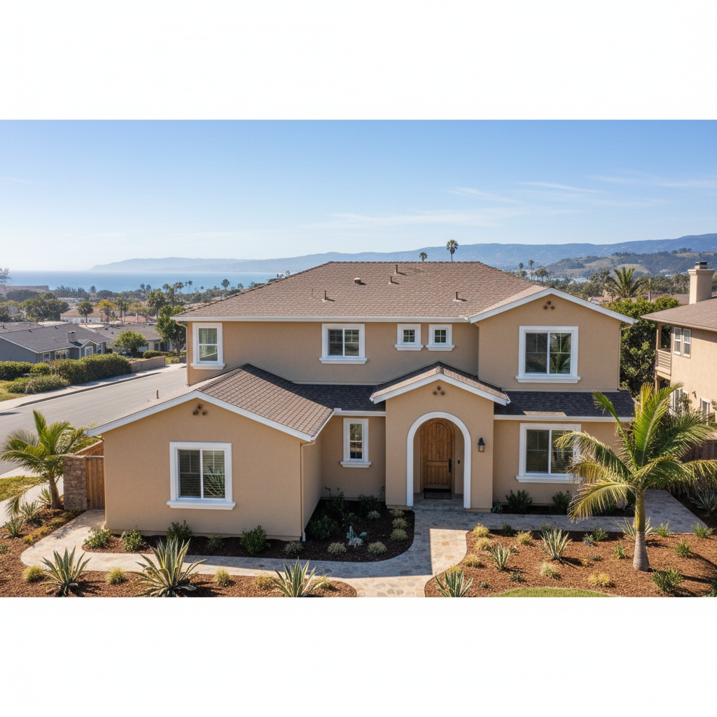Completed commercial stucco work at a residential property in Huntington Beach, CA