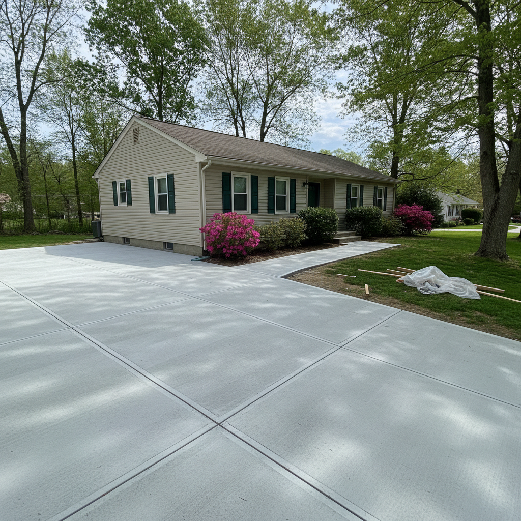 Completed concrete repair work at a residential property in Waldorf, MD