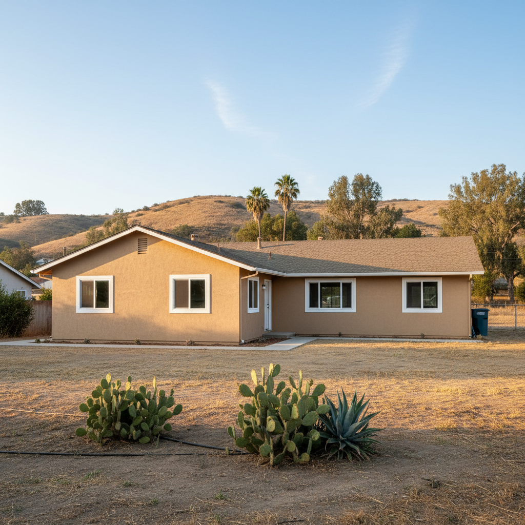 Completed stucco installation work at a residential property in Riverside, CA