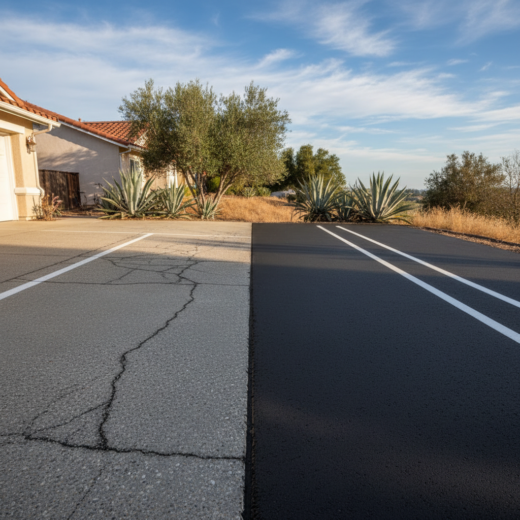 Completed asphalt striping work at a residential property in Laguna Niguel, CA