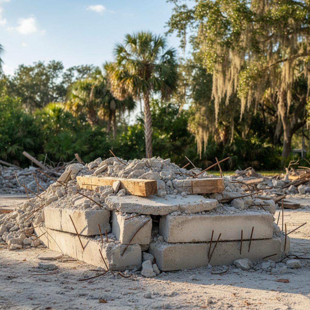 Completed structural demolition work at a residential property in Cape Coral, FL