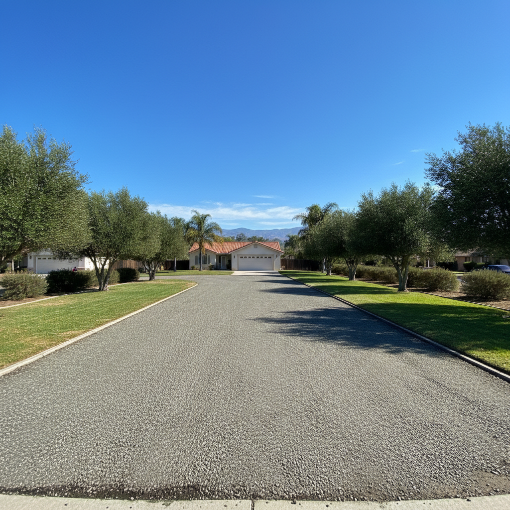 Completed asphalt milling work at a residential property in Orosi, CA