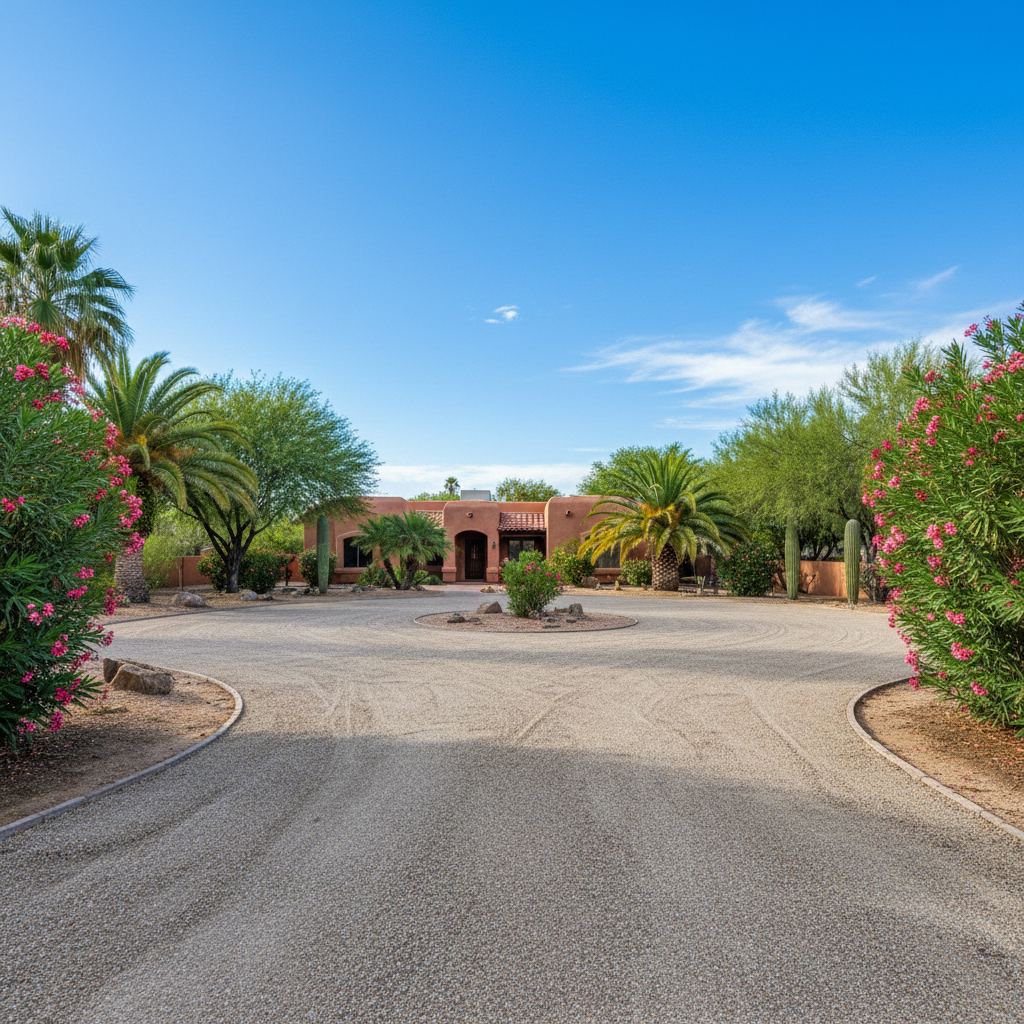 Completed asphalt milling work at a residential property in Tucson , AZ