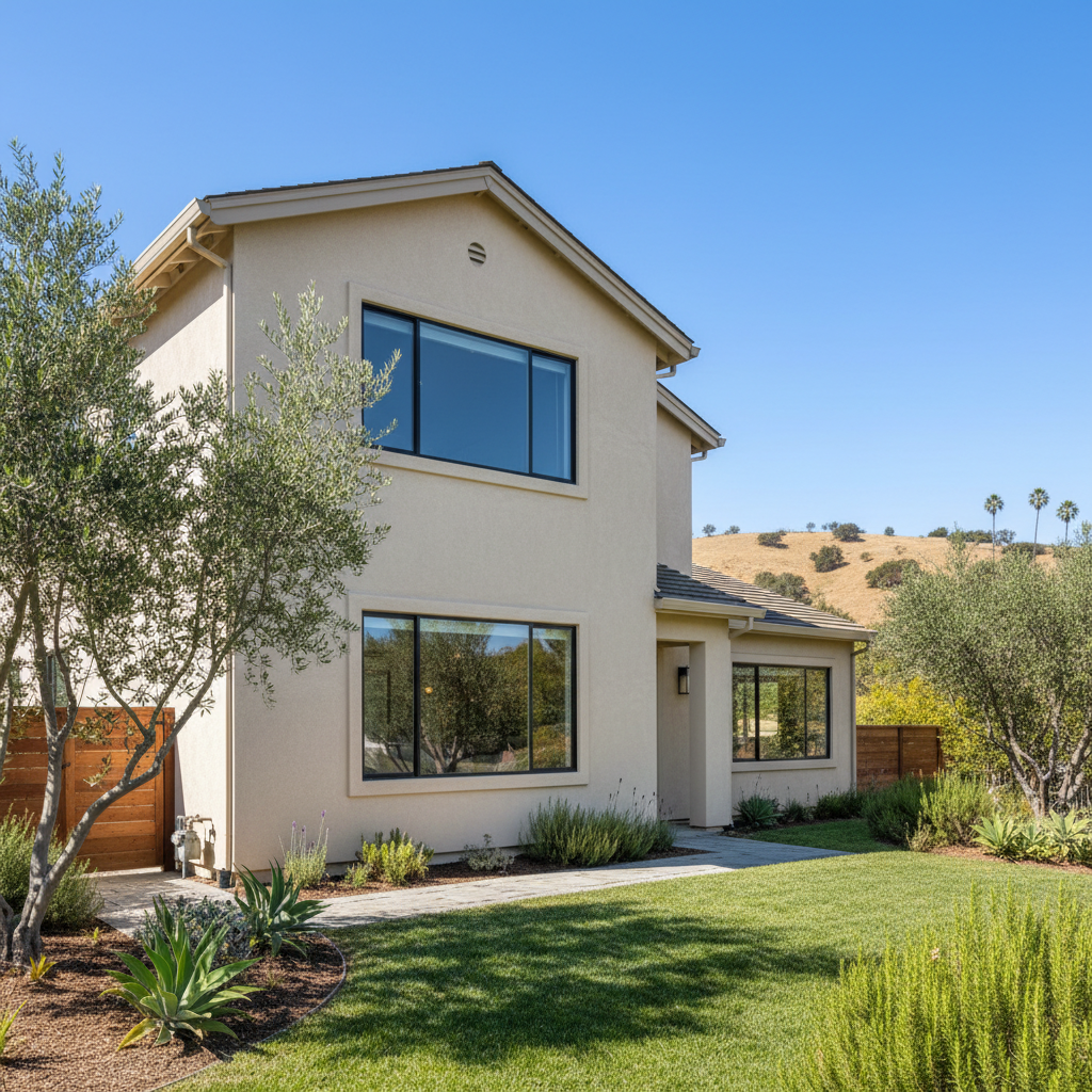 Completed stucco installation work at a residential property in Sunnyvale, CA