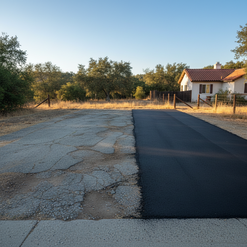 Completed asphalt patching work at a residential property in Trabuco Canyon, CA