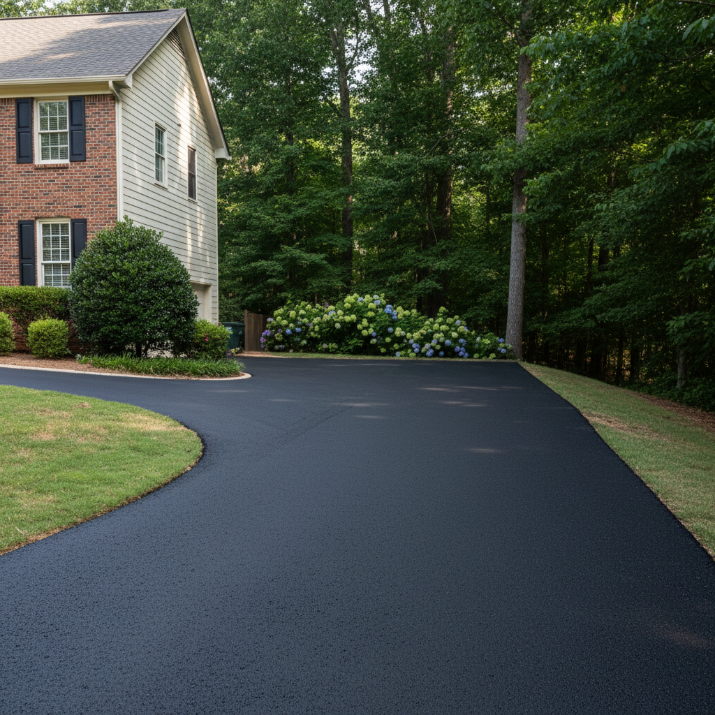 Completed driveway paving work at a residential property in Decatur, GA
