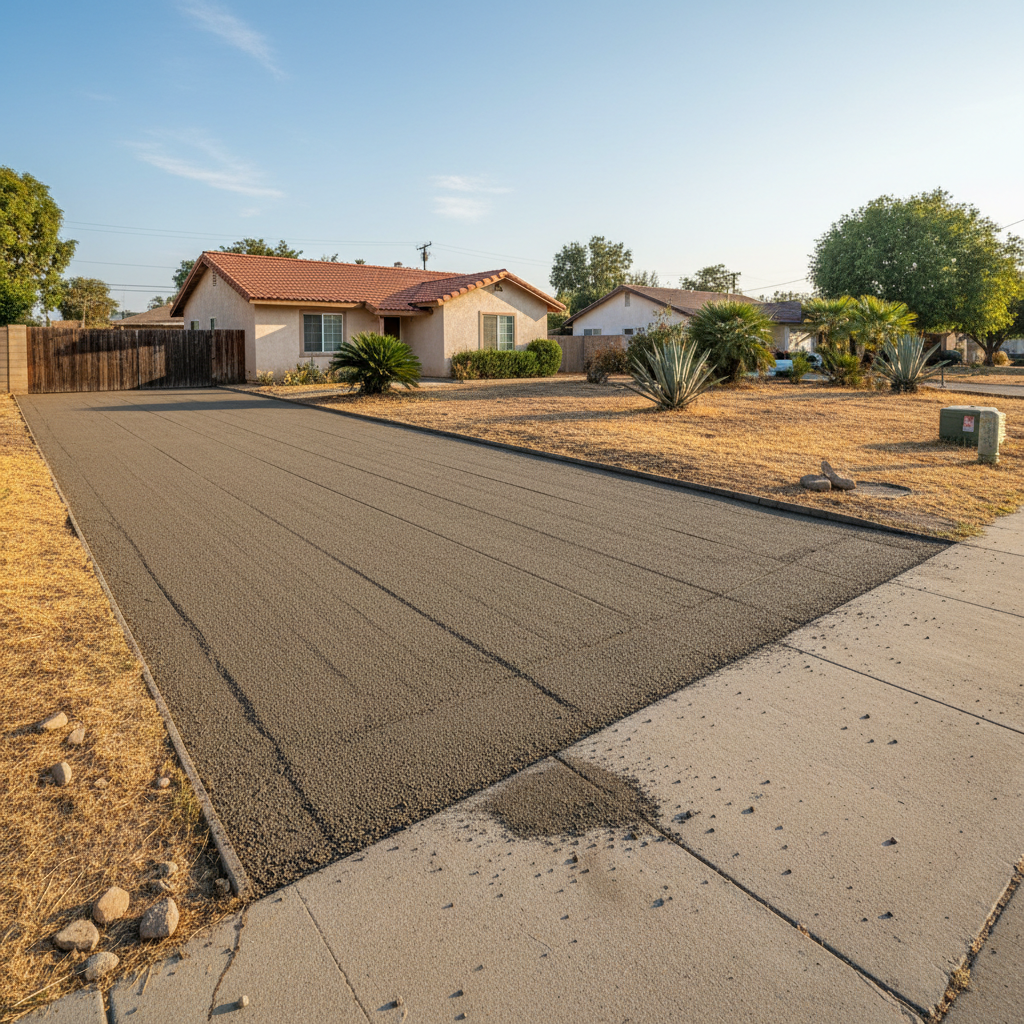 Completed asphalt milling work at a residential property in Colton, CA