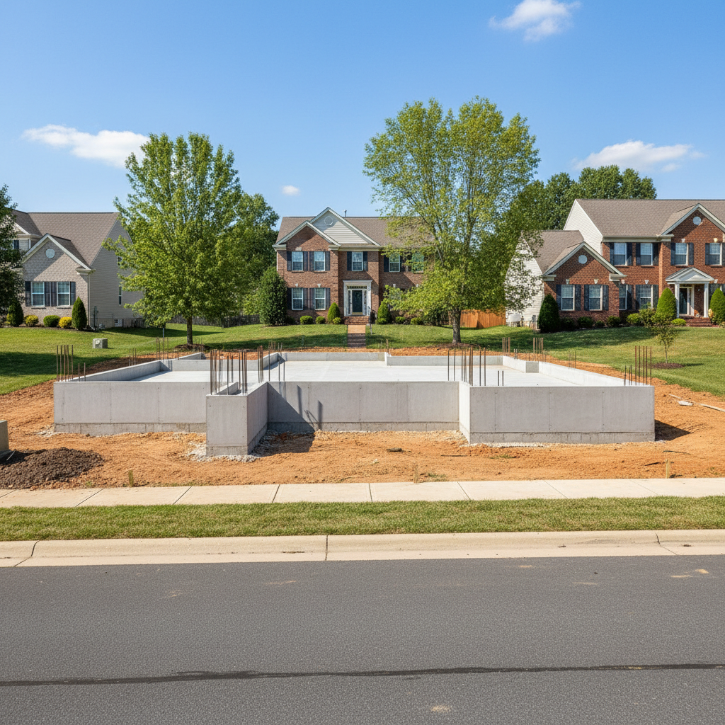 Completed concrete foundations work at a residential property in Waldorf, MD