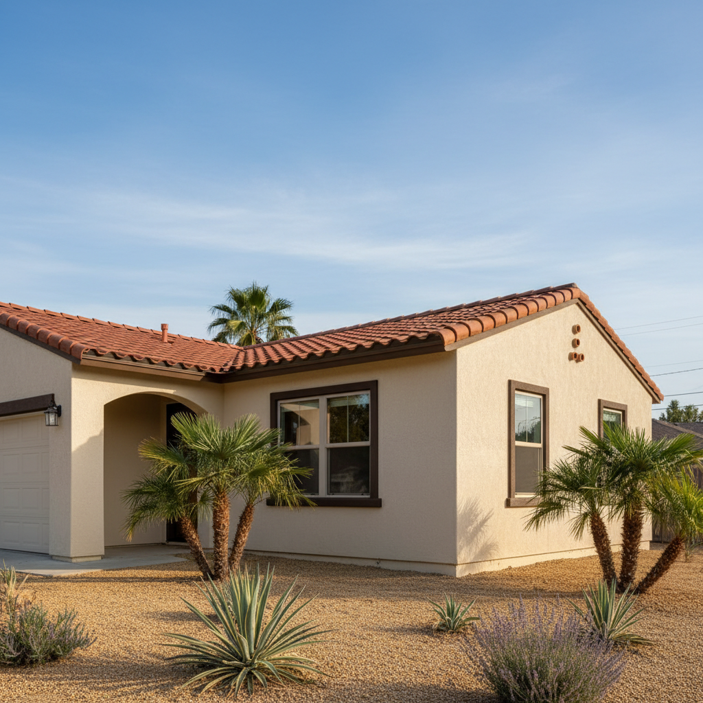Completed stucco removal work at a residential property in Riverside, CA