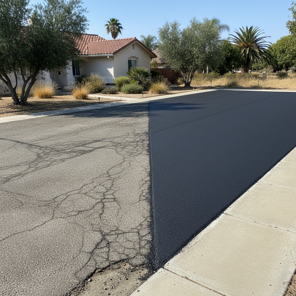 Completed commercial asphalt work at a residential property in Orosi, CA