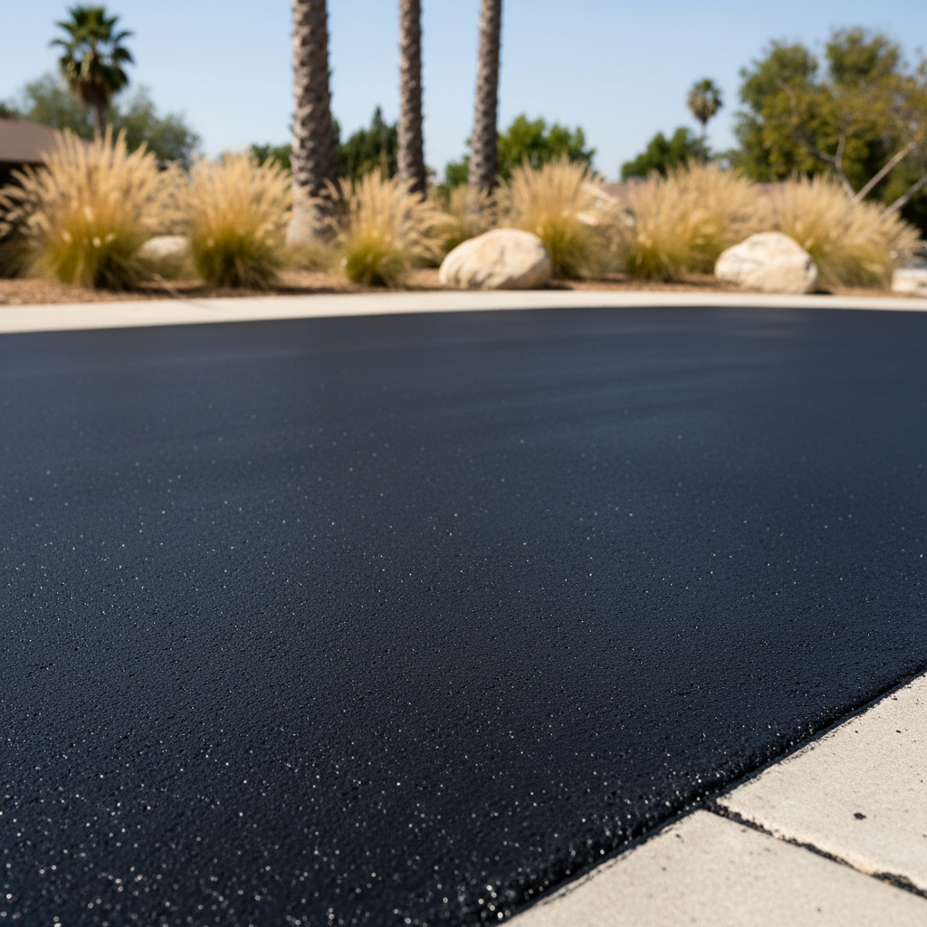 Completed asphalt sealcoating work at a residential property in Los Angeles, CA