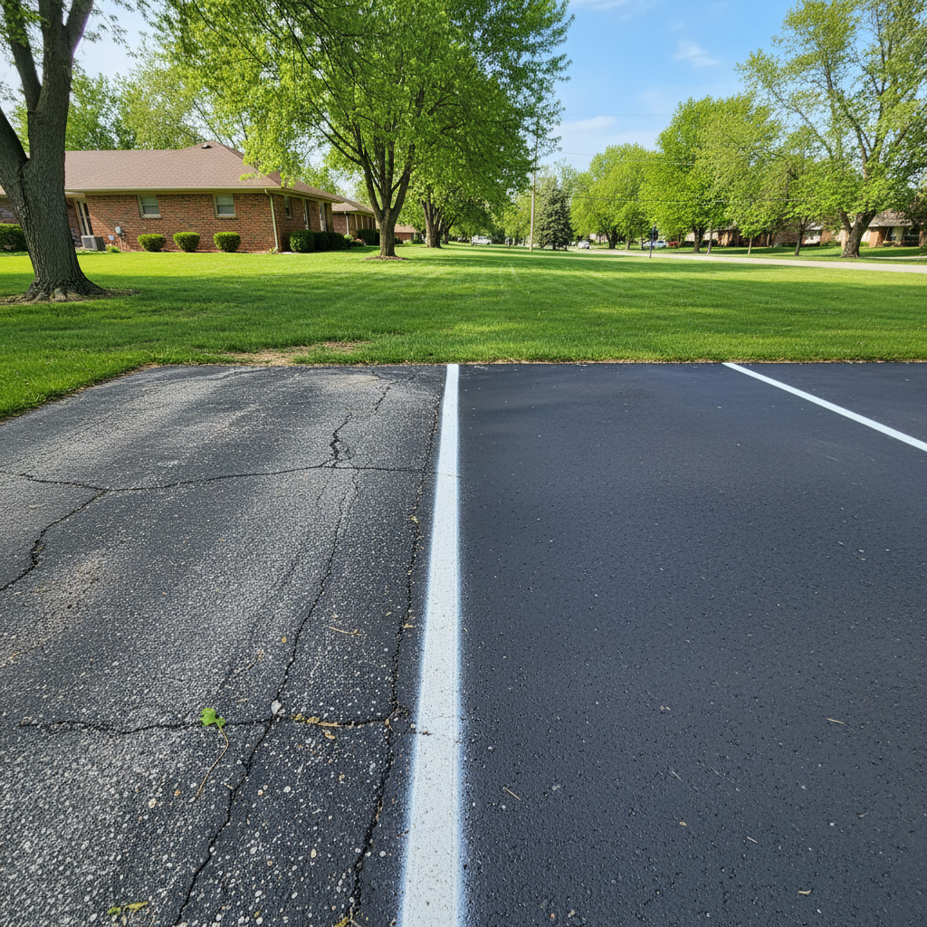 Completed asphalt striping work at a residential property in Granger, IN