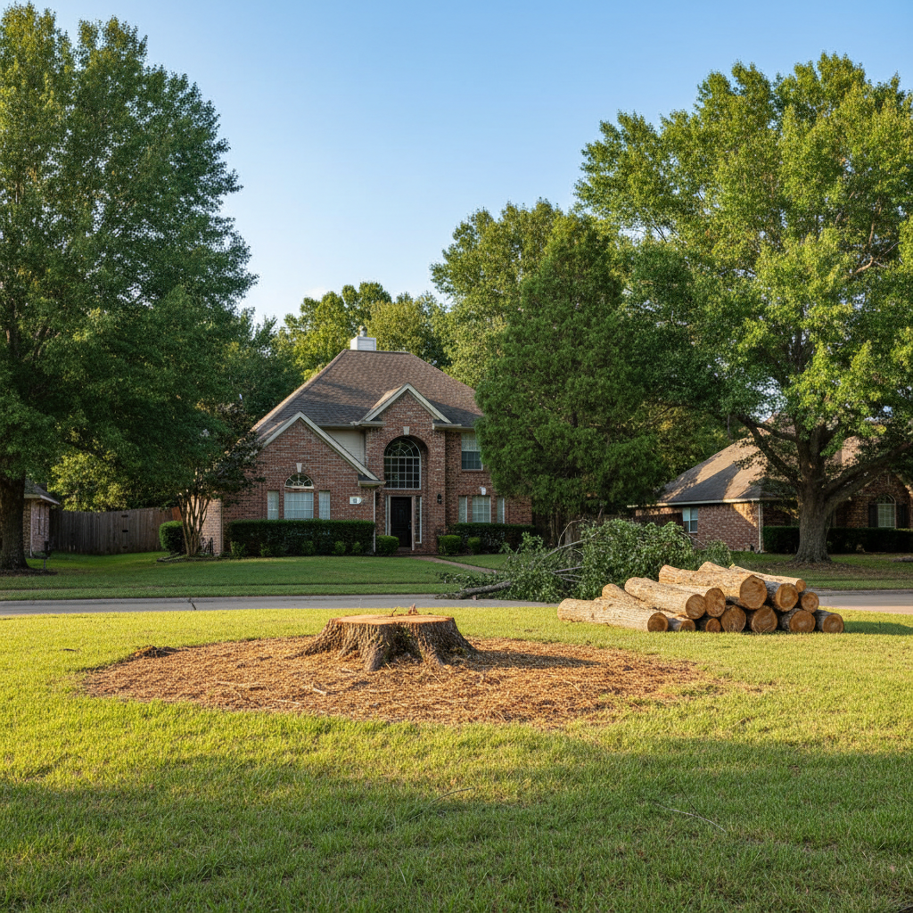 Completed tree removal work at a residential property in Kingwood, TX