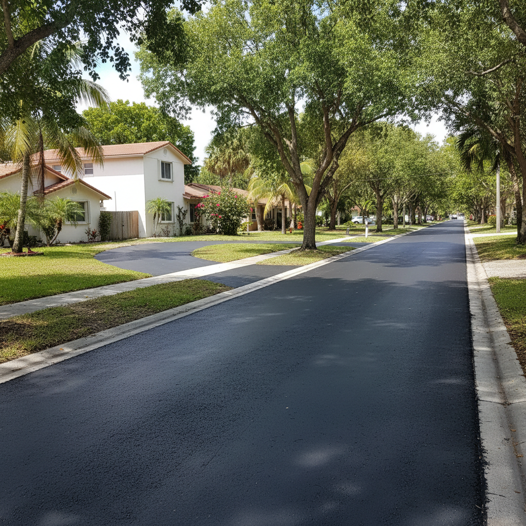 Completed commercial asphalt work at a residential property in Miami Gardens, FL