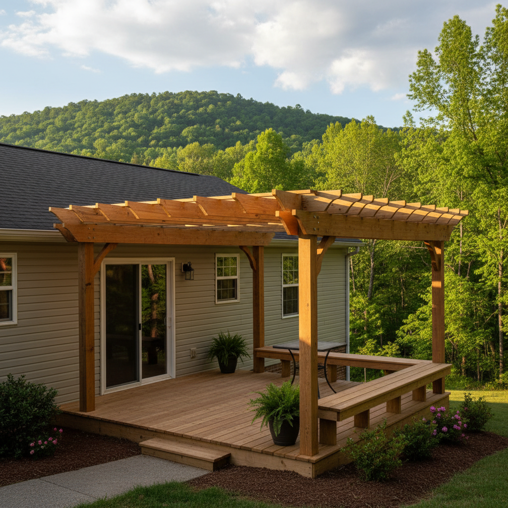 Completed pergola construction work at a residential property in Seymour, TN