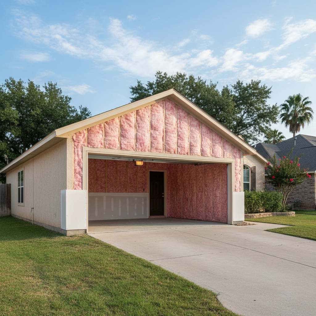 Completed garage insulation work at a residential property in San Marcos, TX