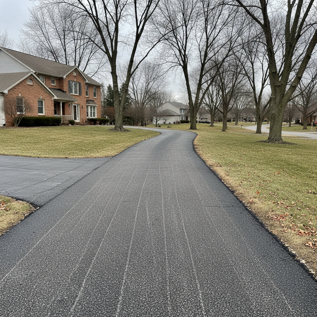 Completed asphalt milling work at a residential property in Granger, IN