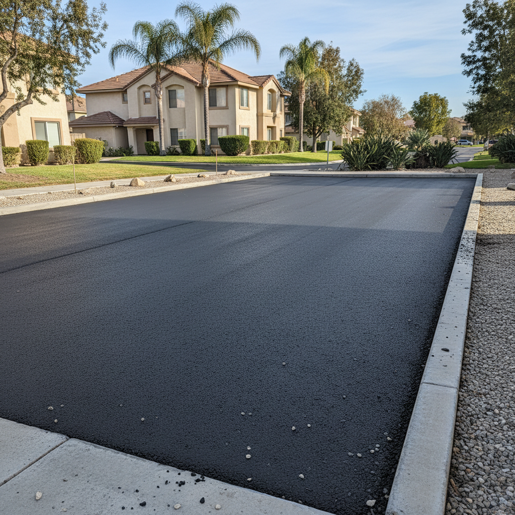 Completed commercial asphalt work at a residential property in Huntington Beach, CA