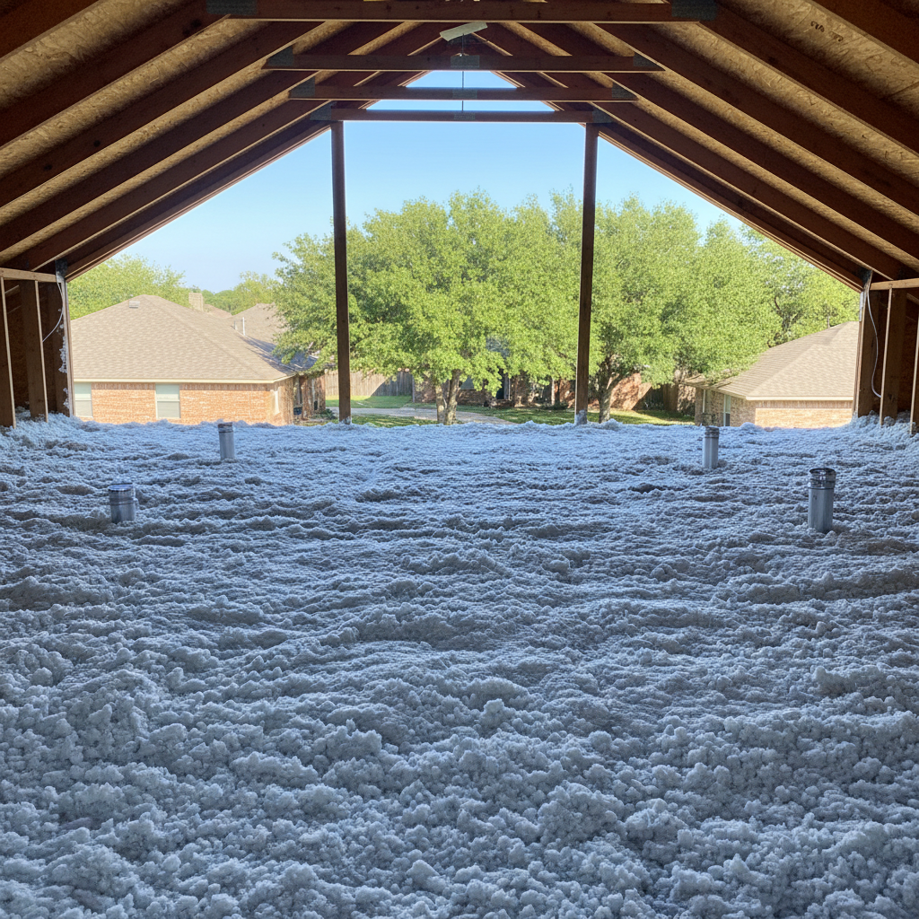 Completed blown-in insulation work at a residential property in Forney, TX