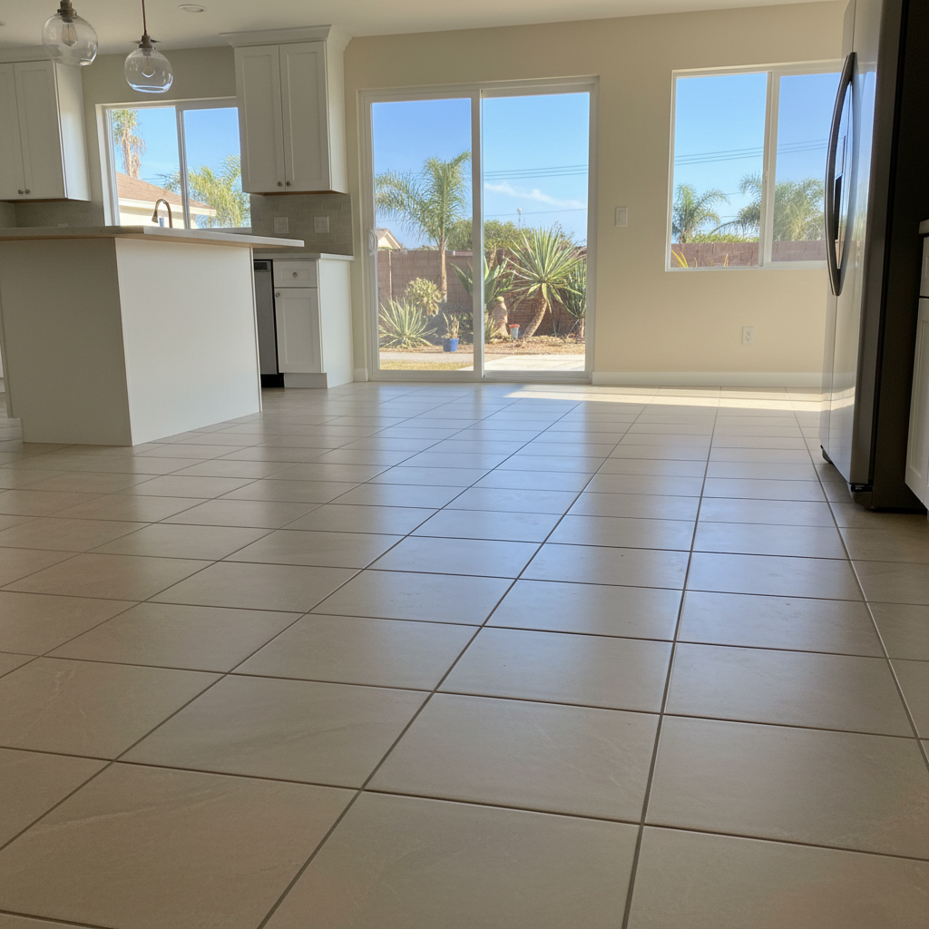 Completed kitchen flooring work at a residential property in Oceanside, CA