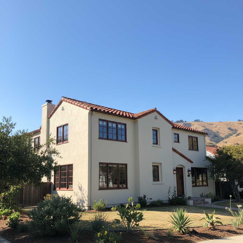 Completed stucco installation work at a residential property in San Bruno, CA