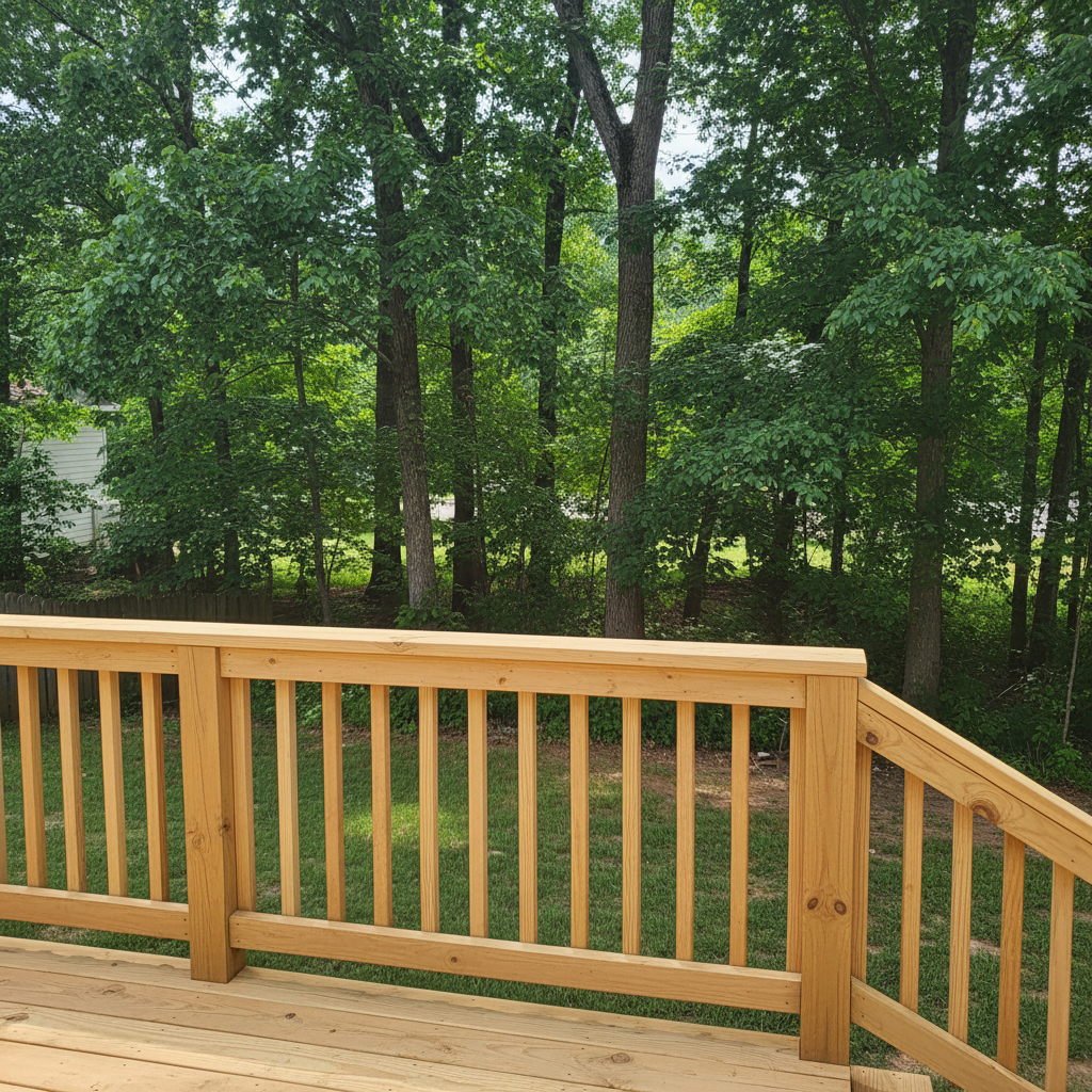 Completed deck railing installation work at a residential property in Seymour, TN