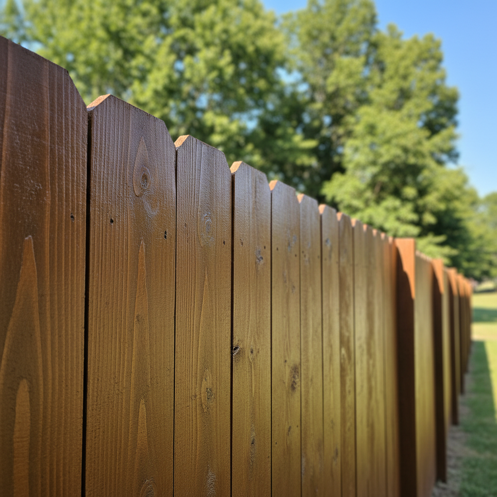 Completed fence staining and painting work at a residential property in Rockford, TN