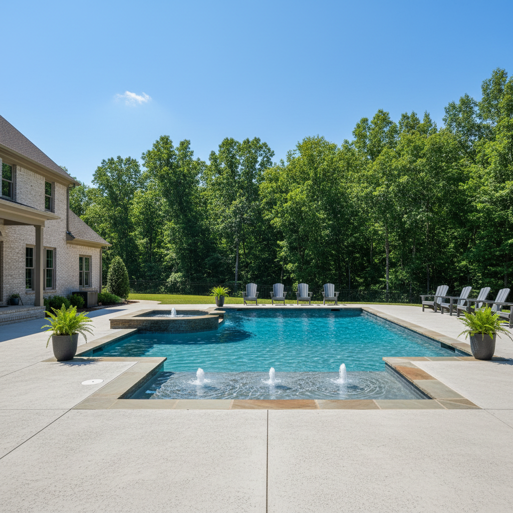 Completed pool renovation services work at a residential property in Hendersonville, TN