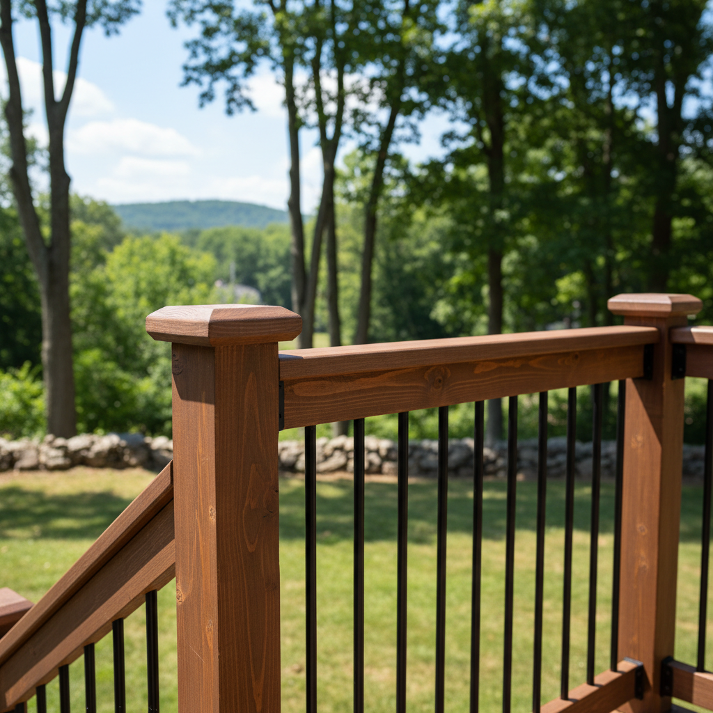 Completed deck railing installation work at a residential property in Hamden, CT