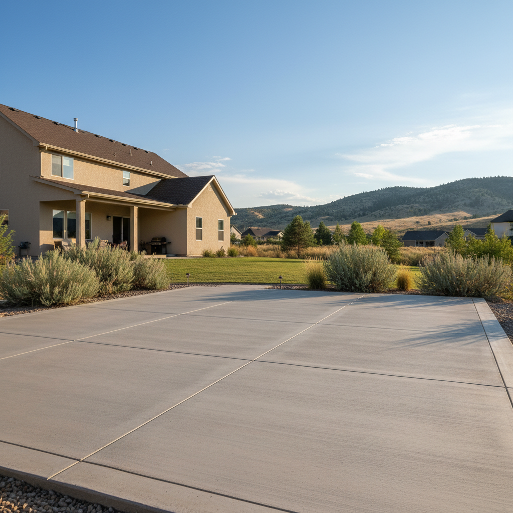 Completed concrete patios work at a residential property in Ogden, UT