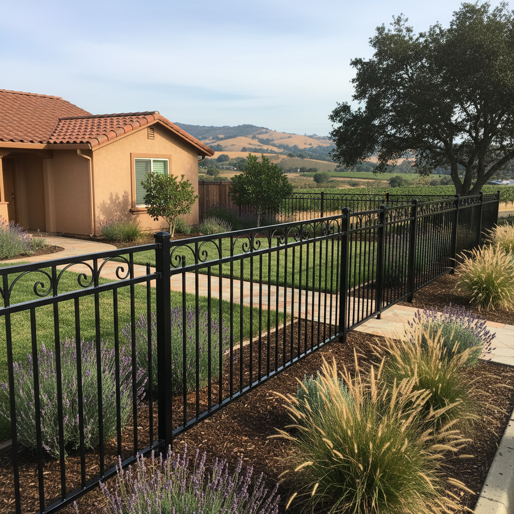 Completed ornamental iron fencing work at a residential property in American Canyon, CA