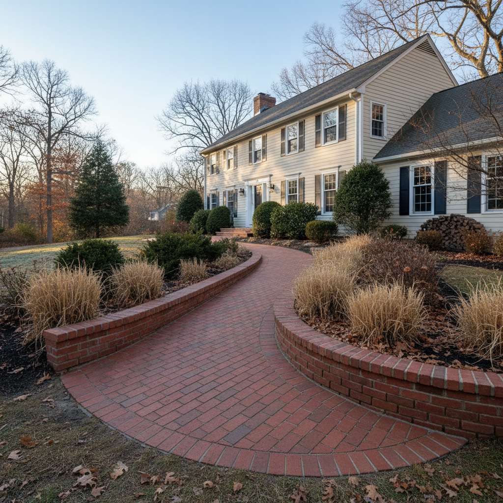Completed brick laying work at a residential property in Lexington, MA